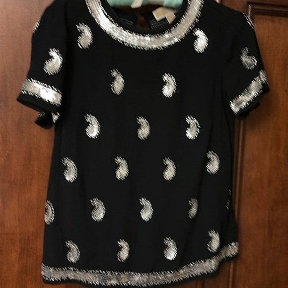 MICHAEL Michael Kors Tops - Michael Kors black and silver beaded top in xs